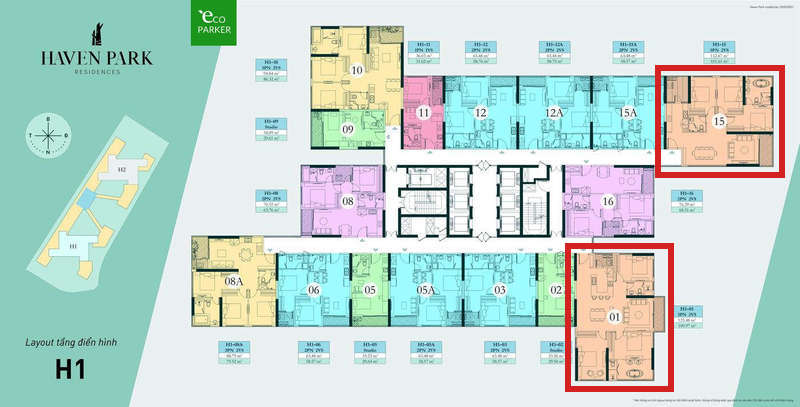 Mặt bằng căn hộ chung cư Haven Park - 3PN 101m2 và 109m2