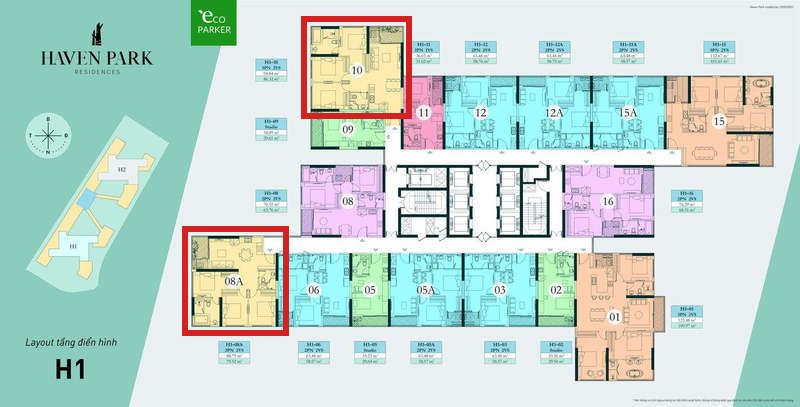 Mặt bằng tầng chung cư Haven Park - Căn hộ 3PN 79m2 và 86m2