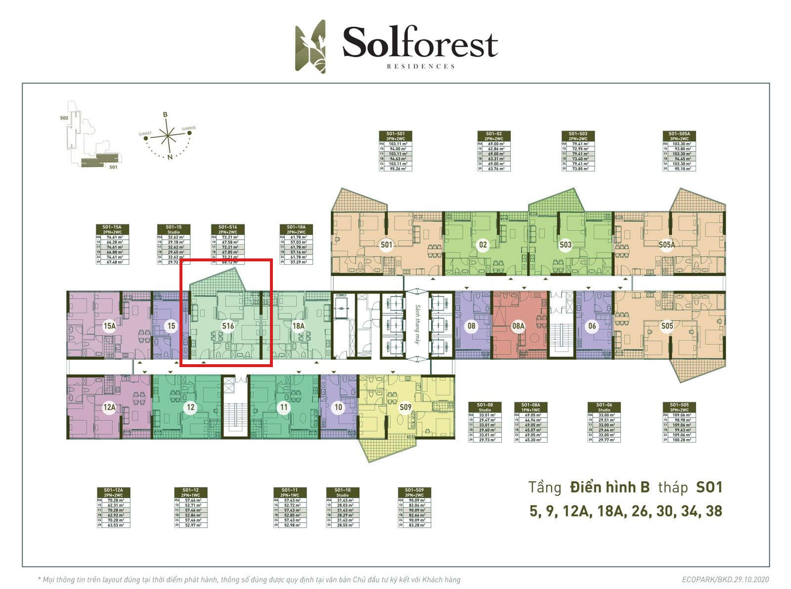 Vị trí căn 2PN 2VS 67m2 sân vườn Solforest tòa S01