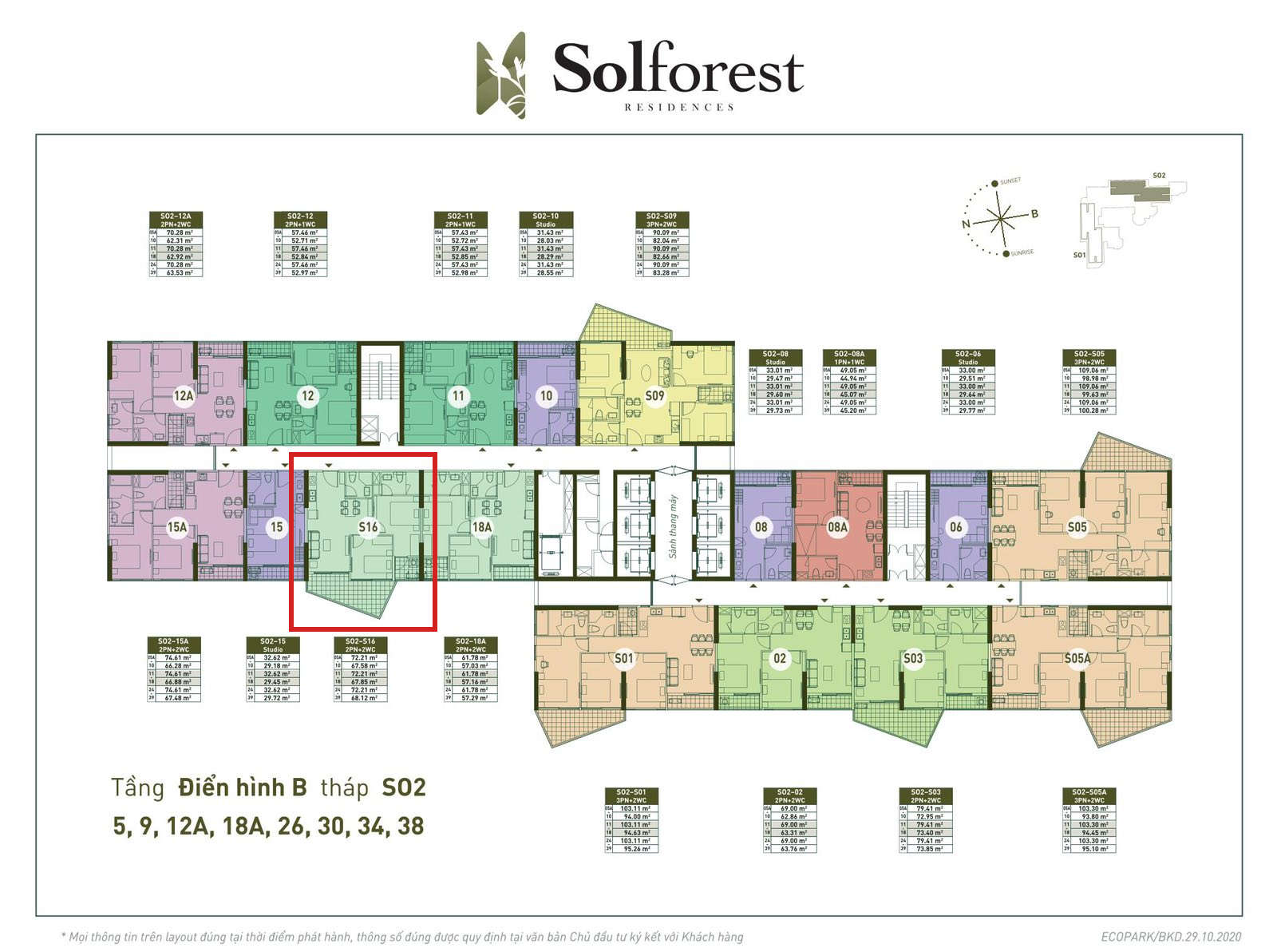 Vị trí căn 2PN 2VS 67m2 sân vườn Solforest tòa S02