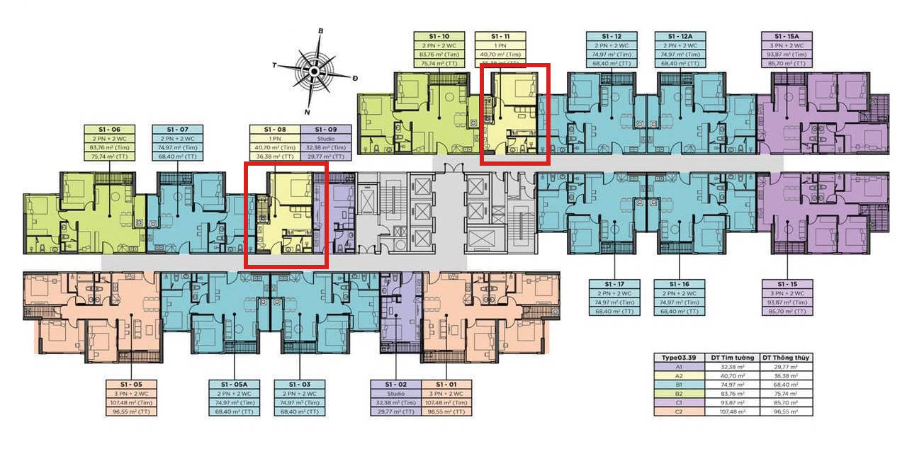 Vị trí căn hộ chung cư Sky Oasis Ecopark - A2 1PN 40m2