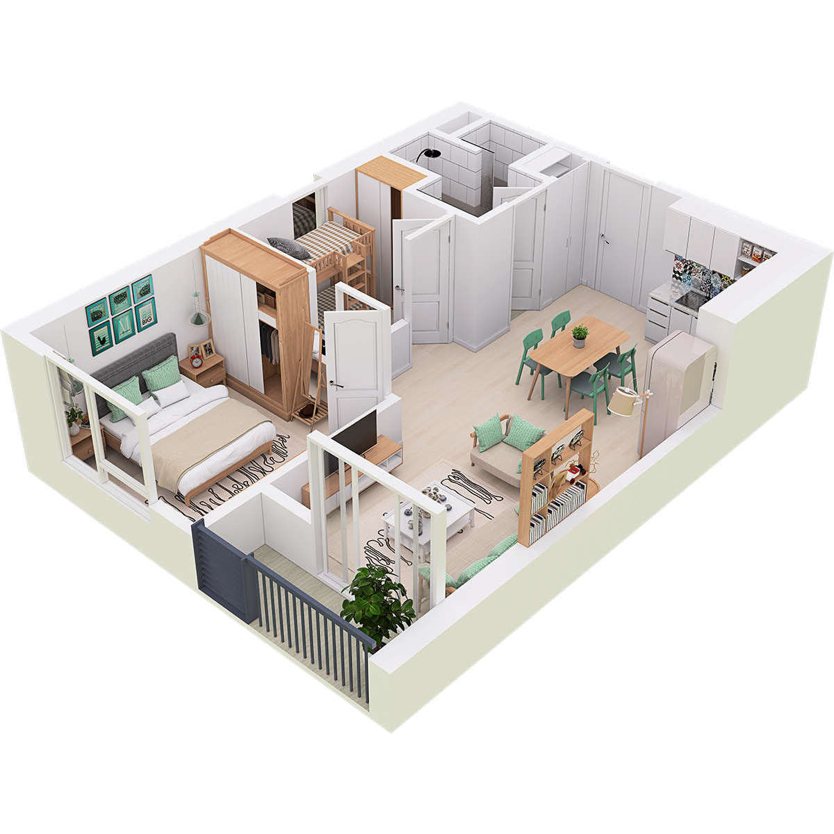 HOT Thiết kế nội thất nhà căn hộ cho chung cư nhỏ 50m2 tại TPHCM