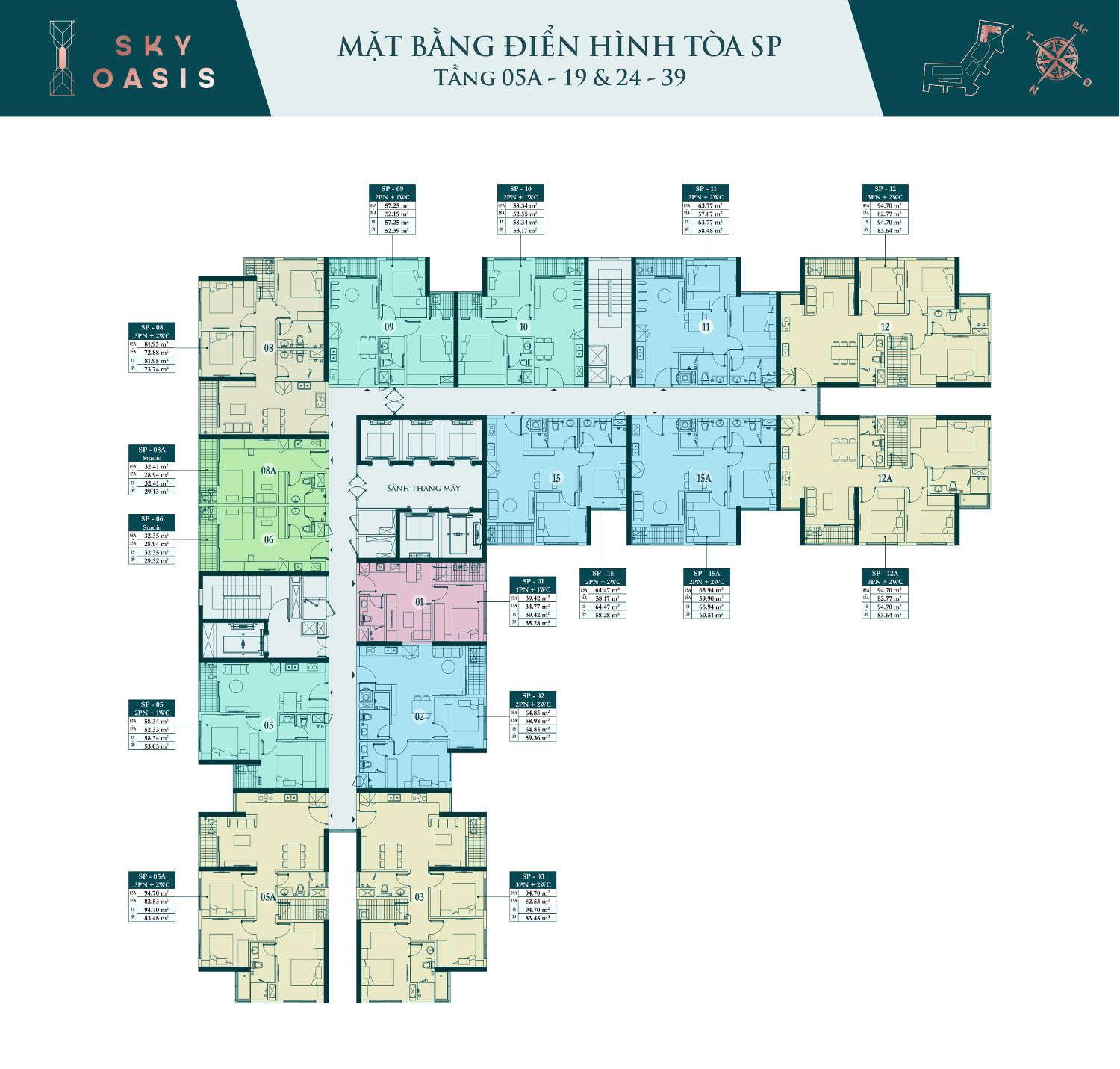 Mặt bằng căn hộ S-Premium Sky Oasis Ecopark