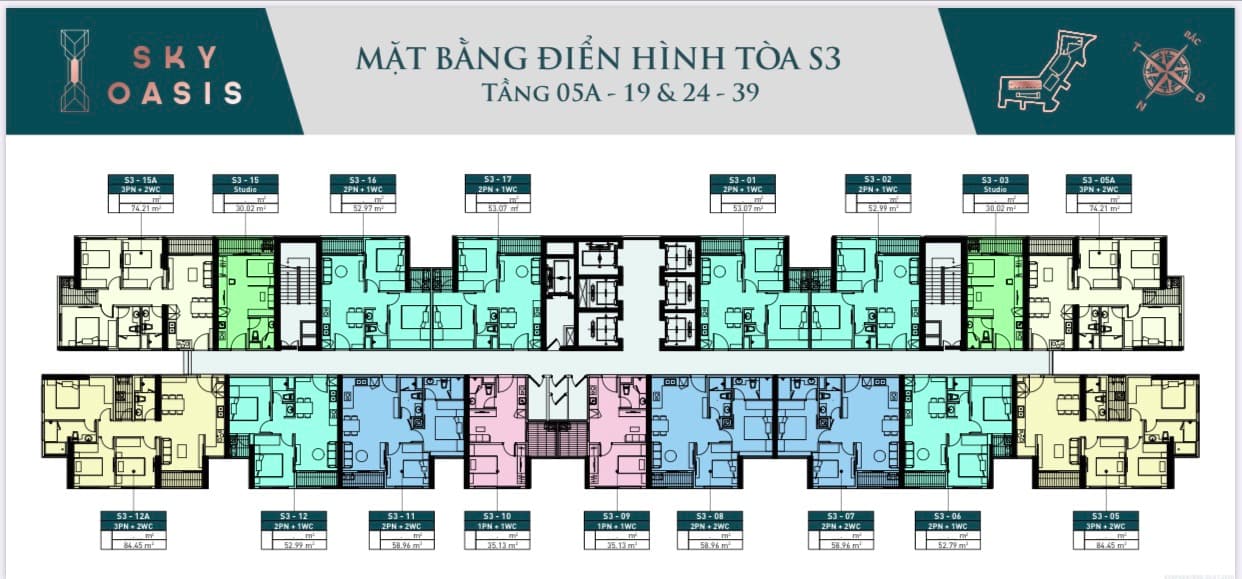Mặt bằng căn hộ S3 Sky Oasis