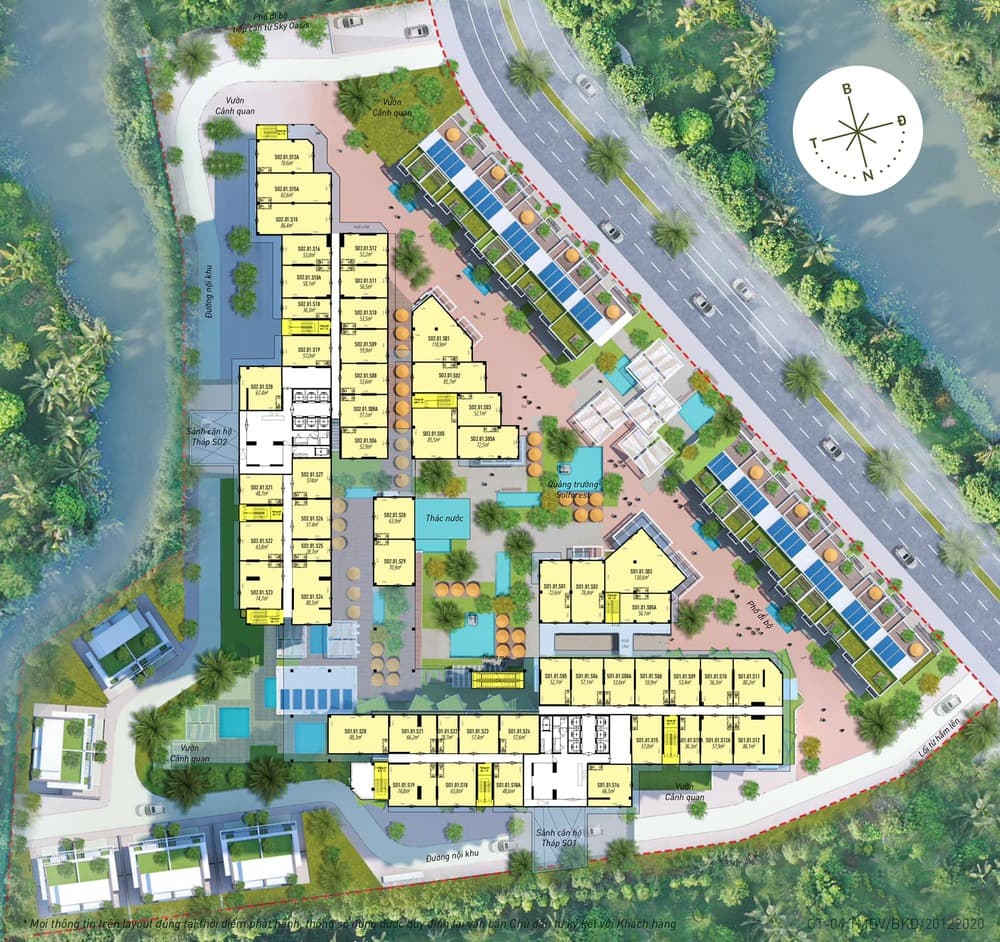 Mặt bằng Shophouse chân đế Solforest Ecopark - Tầng 1