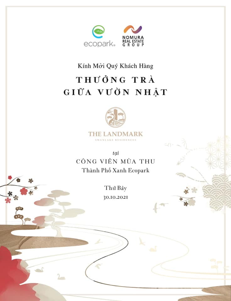 Thư mời tham gia khai trương nhà mẫu Landmark Ecopark 30/10/2021