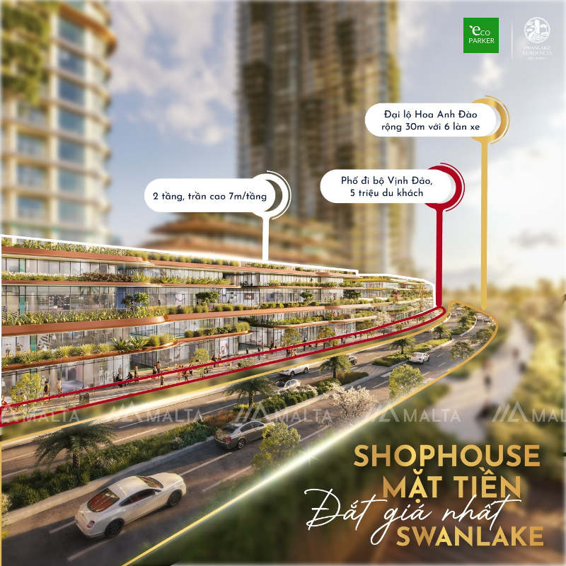 Shophouse khối đế Swanlake Onsen Ecopark