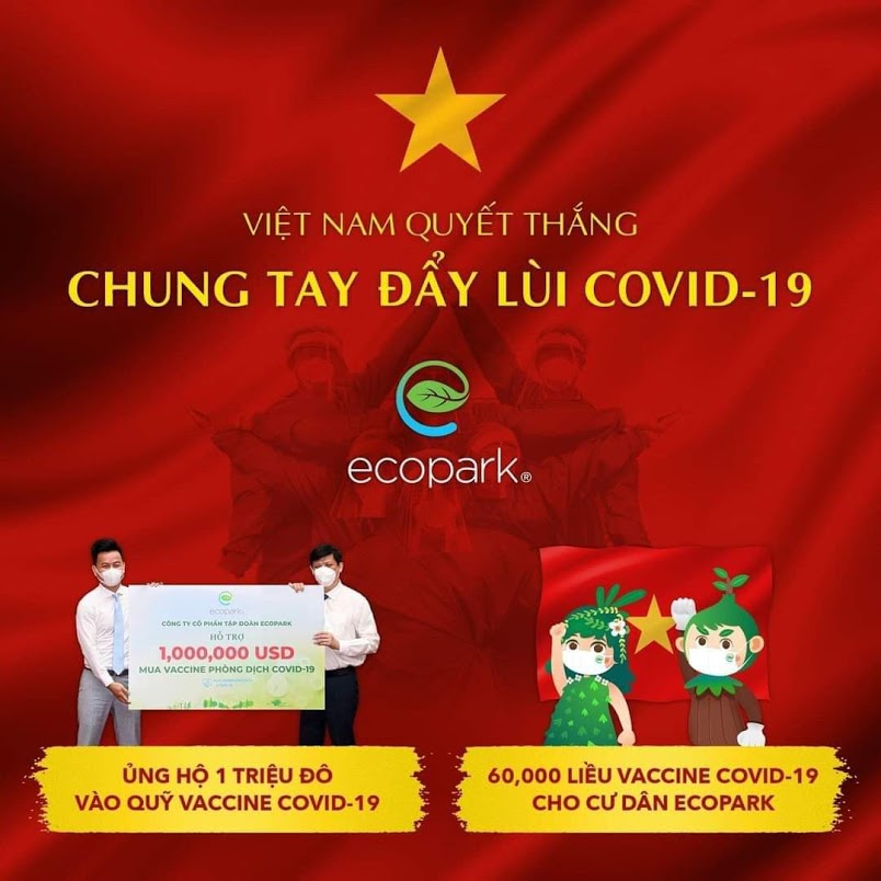 Ecopark đã trao 1 triệu USD cho Bộ Y Tế để ủng hộ quỹ Vaccine Covid toàn dân