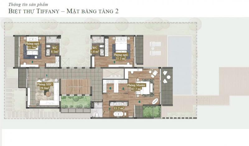 Biệt thự đảo Ecopark Grand - Tiffany - Mặt bằng tầng 2